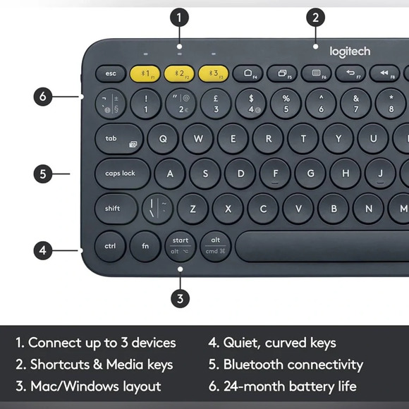 Logitech K380 Multi-Device Bluetooth Keyboard - Picture 8 of 14